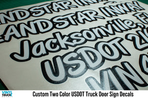 Custom Two Color USDOT Door Decals For Compliance & Personality