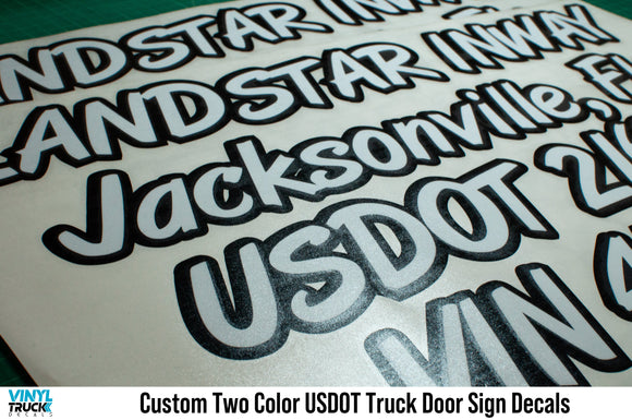 Custom Two Color USDOT Door Decals For Compliance & Personality