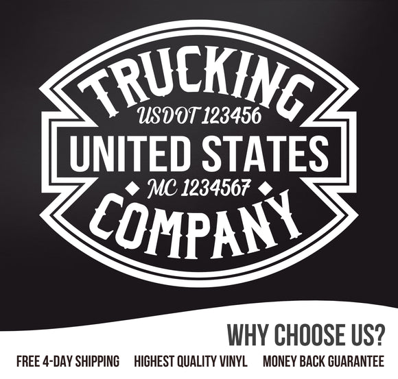 Company Truck Door Name with Regulation Lines Decals (USDOT & MC)