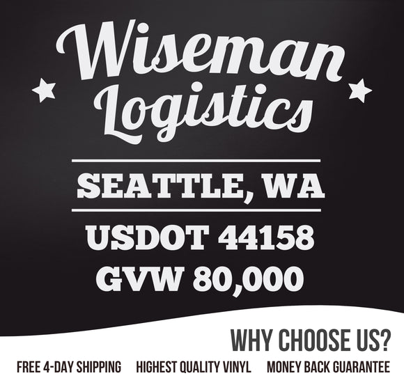company name usdot gvw truck decal sticker