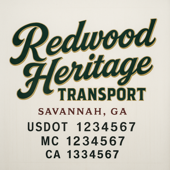 Custom Truck Door Decal Sticker Lettering Sign With Business Name, City-State, USDOT, MC, GVW, CA, KYU, VIN (Set of 2)