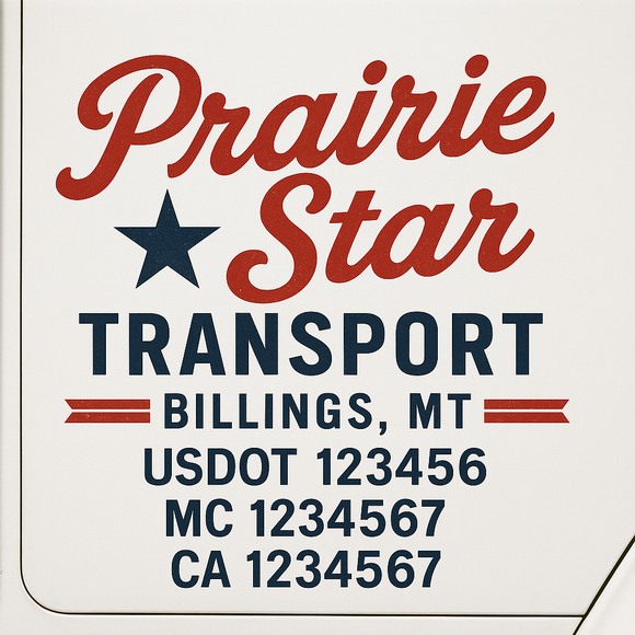 Custom Truck Door Decal Sticker Lettering Sign With Business Name, City-State, USDOT, MC, GVW, CA, KYU, VIN (Set of 2)