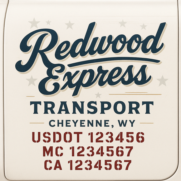 Custom Truck Door Decal Sticker Lettering Sign With Business Name, City-State, USDOT, MC, GVW, CA, KYU, VIN (Set of 2)