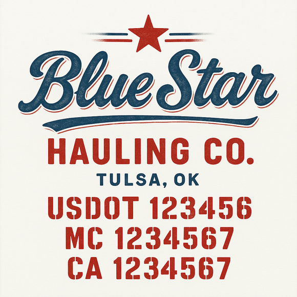 Custom Truck Door Decal Sticker Lettering Sign With Business Name, City-State, USDOT, MC, GVW, CA, KYU, VIN (Set of 2)