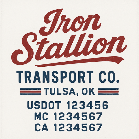 Custom Truck Door Decal Sticker Lettering Sign With Business Name, City-State, USDOT, MC, GVW, CA, KYU, VIN (Set of 2)