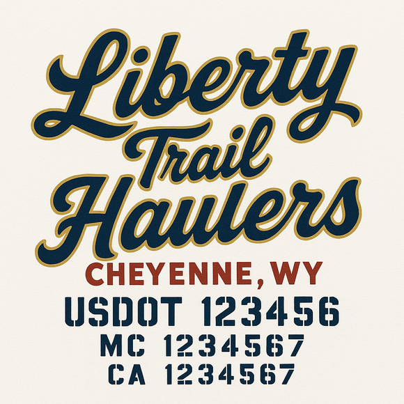 Custom Truck Door Decal Sticker Lettering Sign With Business Name, City-State, USDOT, MC, GVW, CA, KYU, VIN (Set of 2)