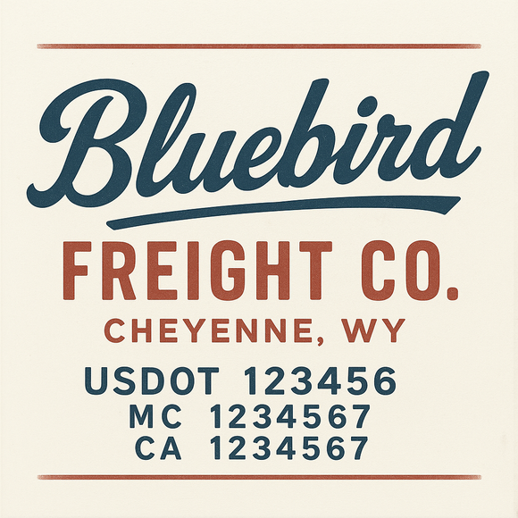 Custom Truck Door Decal Sticker Lettering Sign With Business Name, City-State, USDOT, MC, GVW, CA, KYU, VIN (Set of 2)