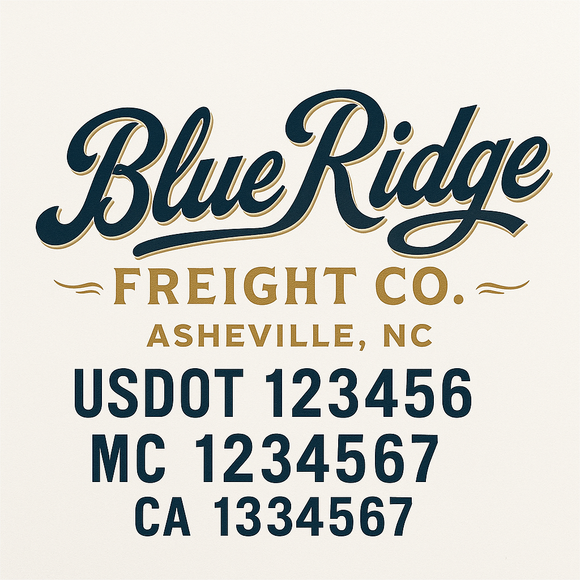 Custom Truck Door Decal Sticker Lettering Sign With Business Name, City-State, USDOT, MC, GVW, CA, KYU, VIN (Set of 2)