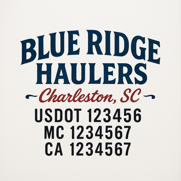 Custom Truck Door Decal Sticker Lettering Sign With Business Name, City-State, USDOT, MC, GVW, CA, KYU, VIN (Set of 2)