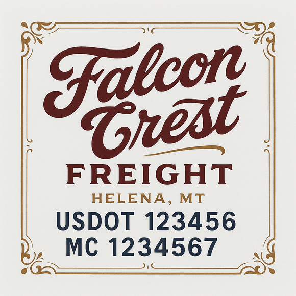 Custom Truck Door Decal Sticker Lettering Sign With Business Name, City-State, USDOT, MC, GVW, CA, KYU, VIN (Set of 2)