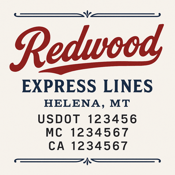 Custom Truck Door Decal Sticker Lettering Sign With Business Name, City-State, USDOT, MC, GVW, CA, KYU, VIN (Set of 2)