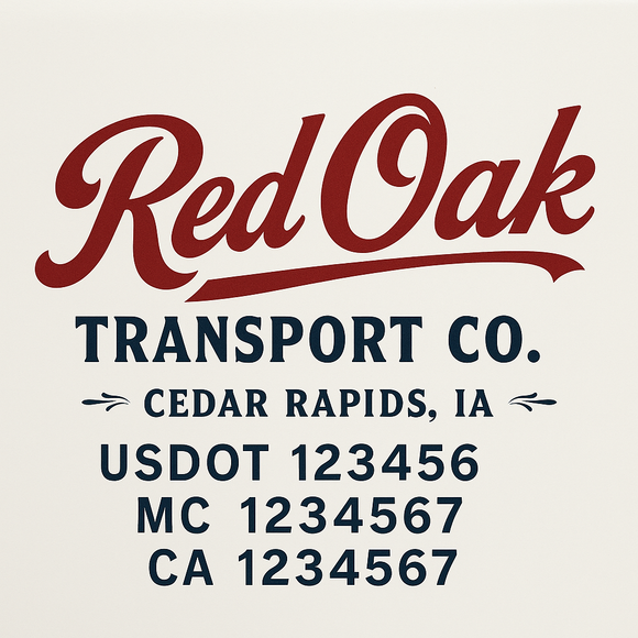 Custom Truck Door Decal Sticker Lettering Sign With Business Name, City-State, USDOT, MC, GVW, CA, KYU, VIN (Set of 2)