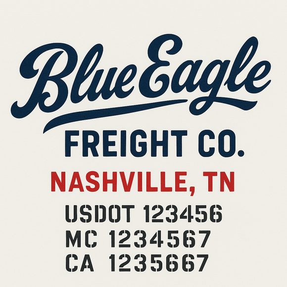 Custom Truck Door Decal Sticker Lettering Sign With Business Name, City-State, USDOT, MC, GVW, CA, KYU, VIN (Set of 2)