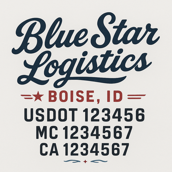 Custom Truck Door Decal Sticker Lettering Sign With Business Name, City-State, USDOT, MC, GVW, CA, KYU, VIN (Set of 2)