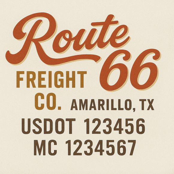 Custom Truck Door Decal Sticker Lettering Sign With Business Name, City-State, USDOT, MC, GVW, CA, KYU, VIN (Set of 2)