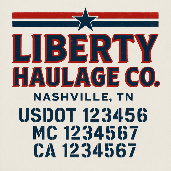 Custom Truck Door Decal Sticker Lettering Sign With Business Name, City-State, USDOT, MC, GVW, CA, KYU, VIN (Set of 2)