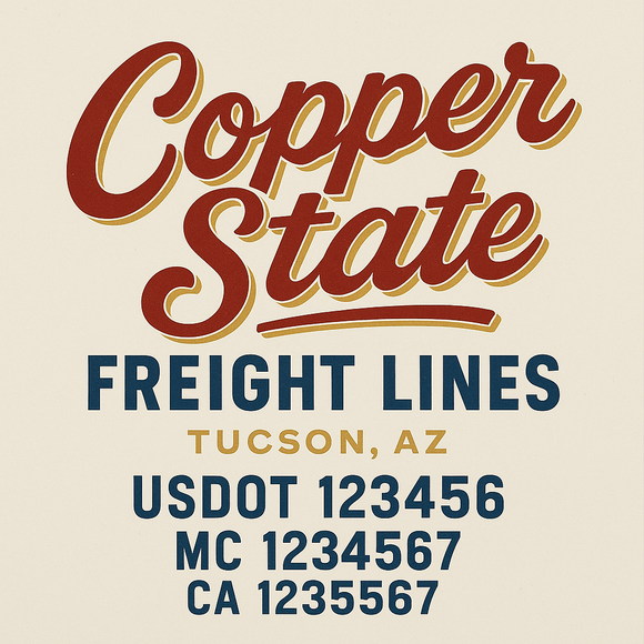 Custom Truck Door Decal Sticker Lettering Sign With Business Name, City-State, USDOT, MC, GVW, CA, KYU, VIN (Set of 2)