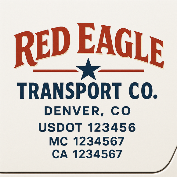 Custom Truck Door Decal Sticker Lettering Sign With Business Name, City-State, USDOT, MC, GVW, CA, KYU, VIN (Set of 2)