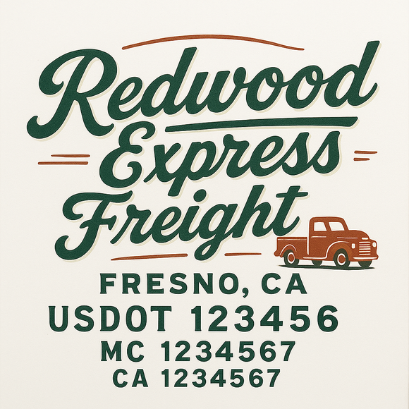 Custom Truck Door Decal Sticker Lettering Sign With Business Name, City-State, USDOT, MC, GVW, CA, KYU, VIN (Set of 2)