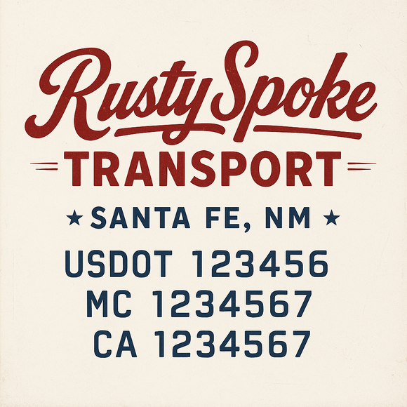 Custom Truck Door Decal Sticker Lettering Sign With Business Name, City-State, USDOT, MC, GVW, CA, KYU, VIN (Set of 2)