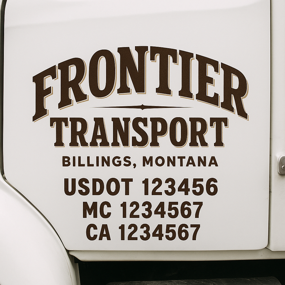 Custom Truck Door Decal Sticker Lettering Sign With Business Name, City-State, USDOT, MC, GVW, CA, KYU, VIN (Set of 2)