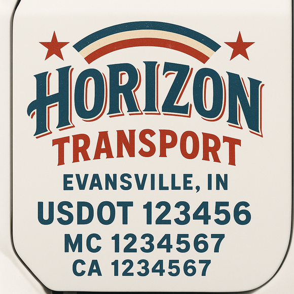 Custom Truck Door Decal Sticker Lettering Sign With Business Name, City-State, USDOT, MC, GVW, CA, KYU, VIN (Set of 2)