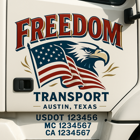 Custom Truck Door Decal Sticker Lettering Sign With Business Name, City-State, USDOT, MC, GVW, CA, KYU, VIN (Set of 2)