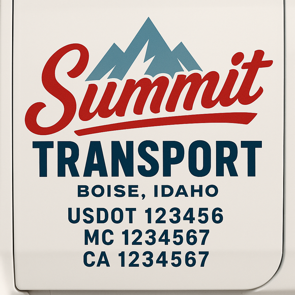 Custom Truck Door Decal Sticker Lettering Sign With Business Name, City-State, USDOT, MC, GVW, CA, KYU, VIN (Set of 2)