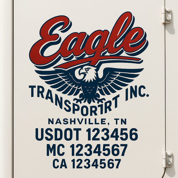 Custom Truck Door Decal Sticker Lettering Sign With Business Name, City-State, USDOT, MC, GVW, CA, KYU, VIN (Set of 2)