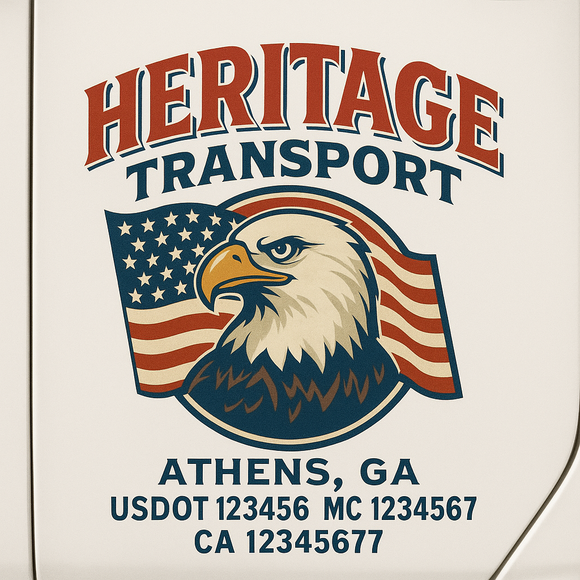 Custom Truck Door Decal Sticker Lettering Sign With Business Name, City-State, USDOT, MC, GVW, CA, KYU, VIN (Set of 2)