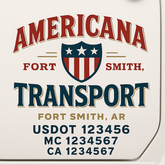 Custom Truck Door Decal Sticker Lettering Sign With Business Name, City-State, USDOT, MC, GVW, CA, KYU, VIN (Set of 2)