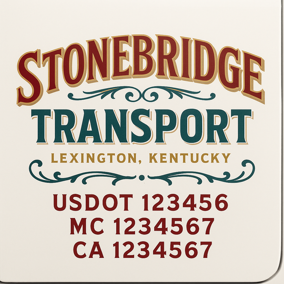 Custom Truck Door Decal Sticker Lettering Sign With Business Name, City-State, USDOT, MC, GVW, CA, KYU, VIN (Set of 2)