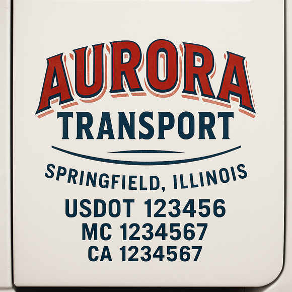 Custom Truck Door Decal Sticker Lettering Sign With Business Name, City-State, USDOT, MC, GVW, CA, KYU, VIN (Set of 2)