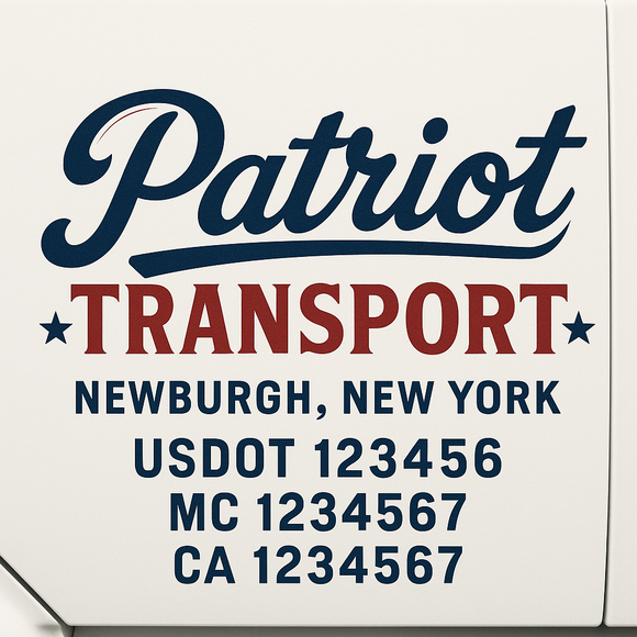 Custom Truck Door Decal Sticker Lettering Sign With Business Name, City-State, USDOT, MC, GVW, CA, KYU, VIN (Set of 2)