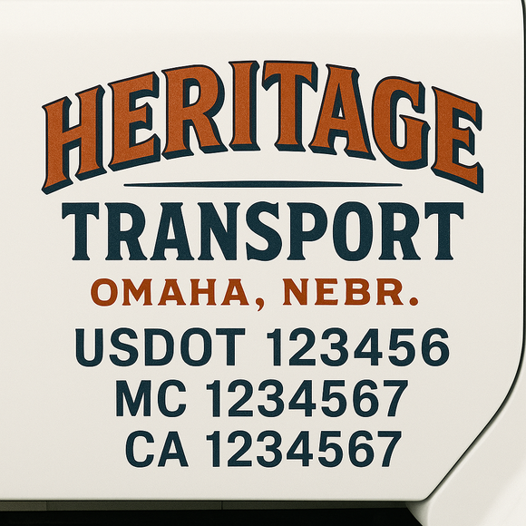 Custom Truck Door Decal Sticker Lettering Sign With Business Name, City-State, USDOT, MC, GVW, CA, KYU, VIN (Set of 2)