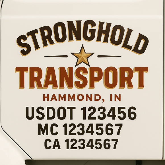 Custom Truck Door Decal Sticker Lettering Sign With Business Name, City-State, USDOT, MC, GVW, CA, KYU, VIN (Set of 2)