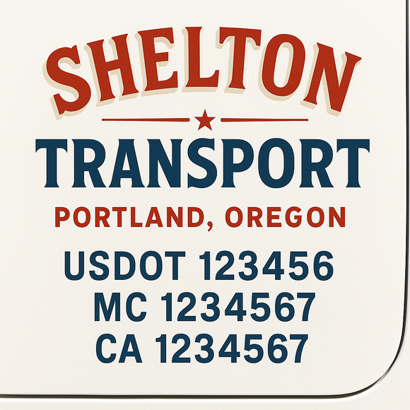 Custom Truck Door Decal Sticker Lettering Sign With Business Name, City-State, USDOT, MC, GVW, CA, KYU, VIN (Set of 2)