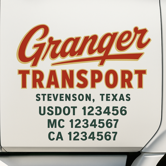 Custom Truck Door Decal Sticker Lettering Sign With Business Name, City-State, USDOT, MC, GVW, CA, KYU, VIN (Set of 2)