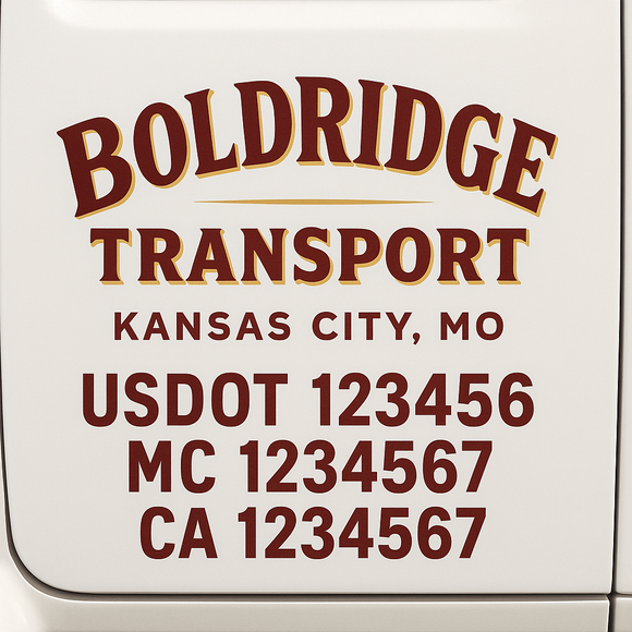 Custom Truck Door Decal Sticker Lettering Sign With Business Name, City-State, USDOT, MC, GVW, CA, KYU, VIN (Set of 2)