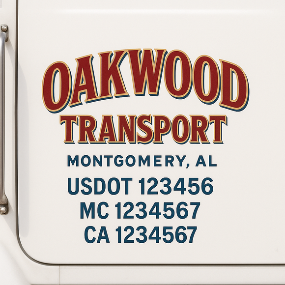 Custom Truck Door Decal Sticker Lettering Sign With Business Name, City-State, USDOT, MC, GVW, CA, KYU, VIN (Set of 2)