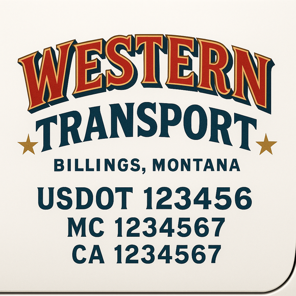 Custom Truck Door Decal Sticker Lettering Sign With Business Name, City-State, USDOT, MC, GVW, CA, KYU, VIN (Set of 2)