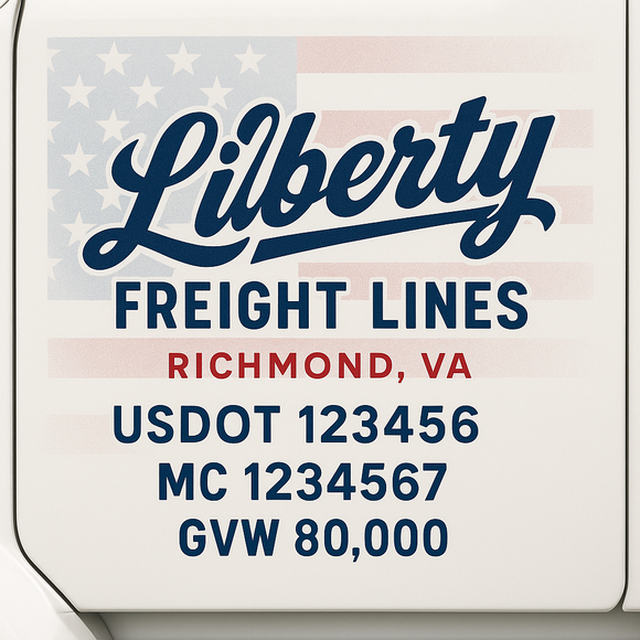 Custom Truck Door Decal Sticker Lettering Sign With Business Name, City-State, USDOT, MC, GVW, CA, KYU, VIN (Set of 2)