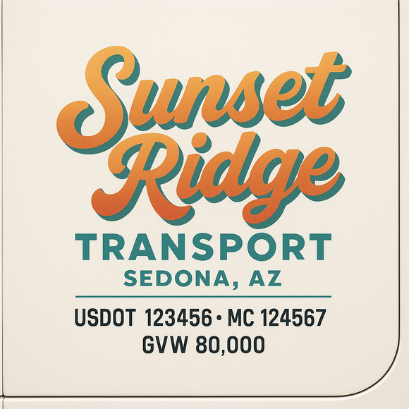 Custom Truck Door Decal Sticker Lettering Sign With Business Name, City-State, USDOT, MC, GVW, CA, KYU, VIN (Set of 2)