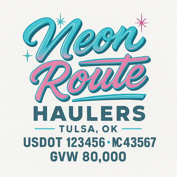 Custom Truck Door Decal Sticker Lettering Sign With Business Name, City-State, USDOT, MC, GVW, CA, KYU, VIN (Set of 2)