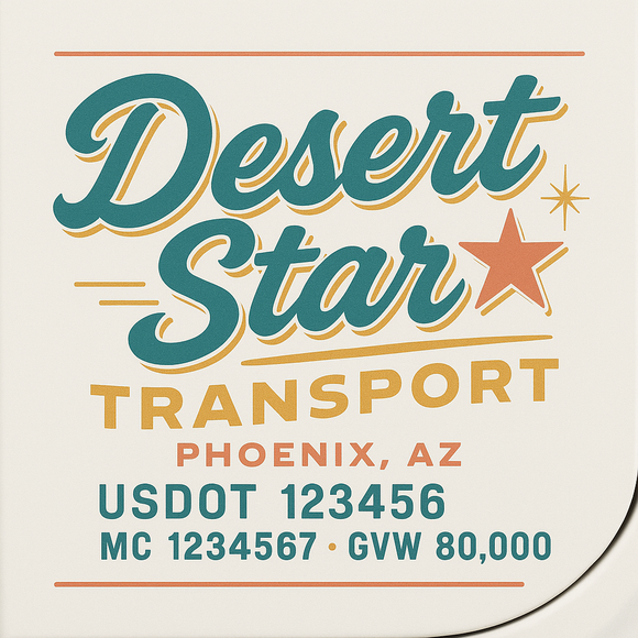 Custom Truck Door Decal Sticker Lettering Sign With Business Name, City-State, USDOT, MC, GVW, CA, KYU, VIN (Set of 2)