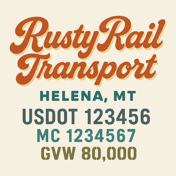 Custom Truck Door Decal Sticker Lettering Sign With Business Name, City-State, USDOT, MC, GVW, CA, KYU, VIN (Set of 2)