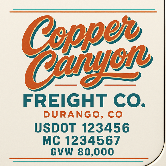 Custom Truck Door Decal Sticker Lettering Sign With Business Name, City-State, USDOT, MC, GVW, CA, KYU, VIN (Set of 2)