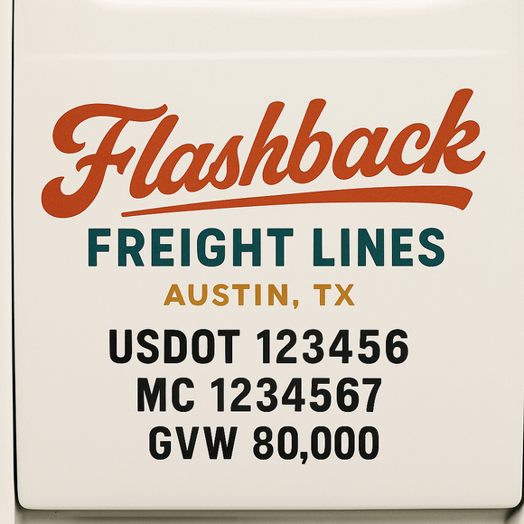 Custom Truck Door Decal Sticker Lettering Sign With Business Name, City-State, USDOT, MC, GVW, CA, KYU, VIN (Set of 2)