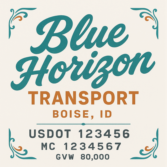 Custom Truck Door Decal Sticker Lettering Sign With Business Name, City-State, USDOT, MC, GVW, CA, KYU, VIN (Set of 2)