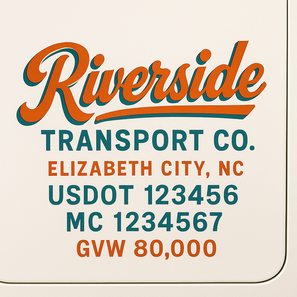 Custom Truck Door Decal Sticker Lettering Sign With Business Name, City-State, USDOT, MC, GVW, CA, KYU, VIN (Set of 2)